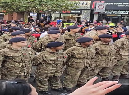 Cadets and members of the armed forces on parade